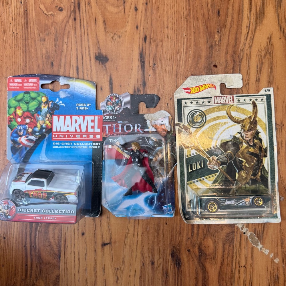 Marvel Thor Loki Toy Lot Hot Wheels Scoopa Di Fuego Die-Cast Truck Action Figure